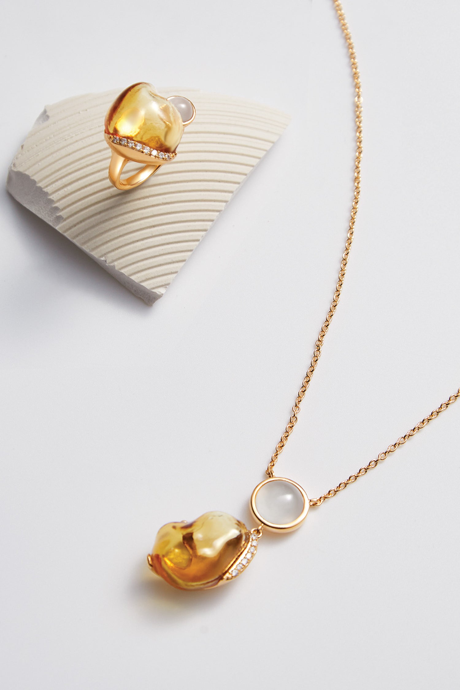 Chakra Energy White Chalcedony Ring